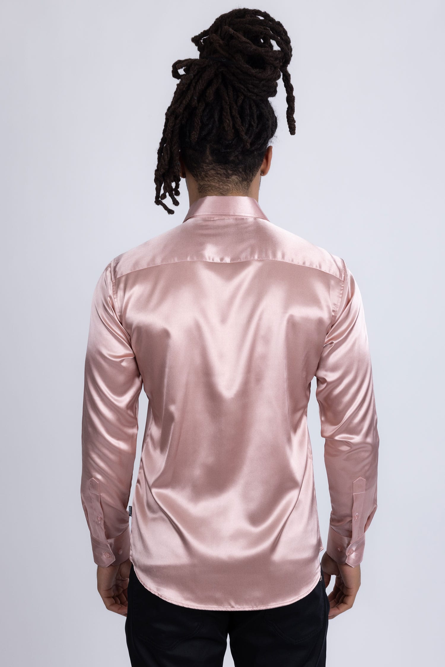 BARABAS Mens Luxury Shiny Long Sleeve Button Down Metallic Shirts B312 Dusty Pink