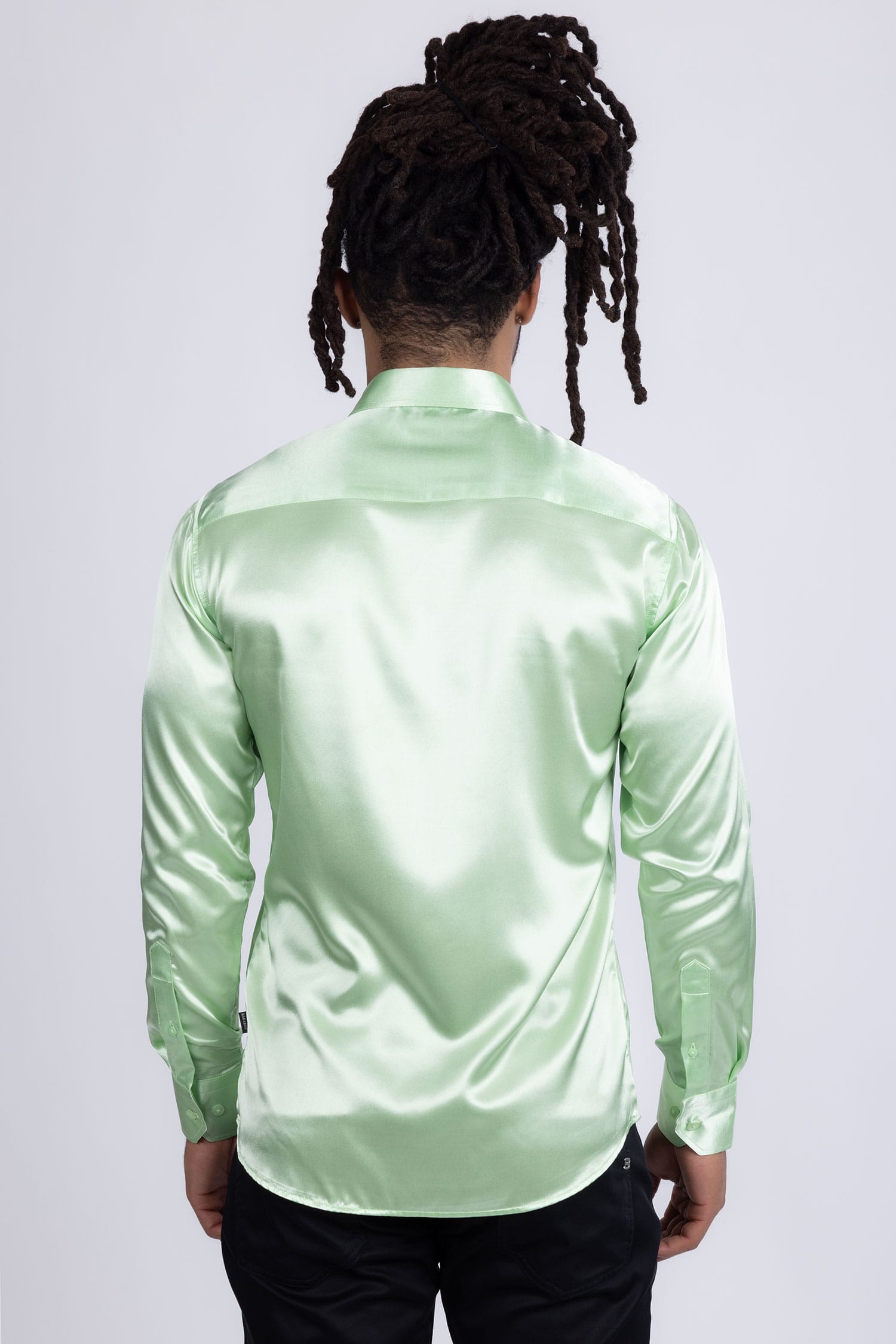 BARABAS Mens Luxury Shiny Long Sleeve Button Down Metallic Shirts B312 Mint