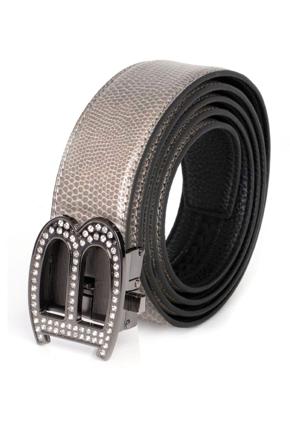 Barabas Men's Rhinestone B Letter Gold Buckle Leather Belt BK810