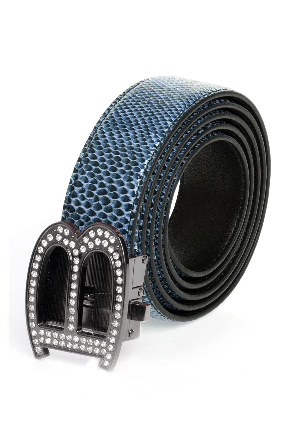 Barabas Men's Rhinestone B Letter Gold Buckle Leather Belt BK810