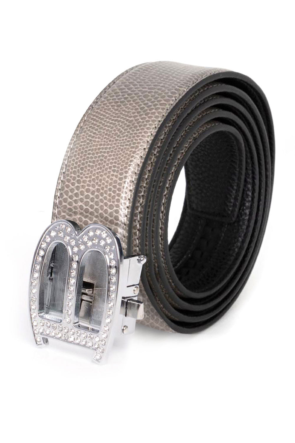 Barabas Men's Rhinestone B Letter Gold Buckle Leather Belt BK810