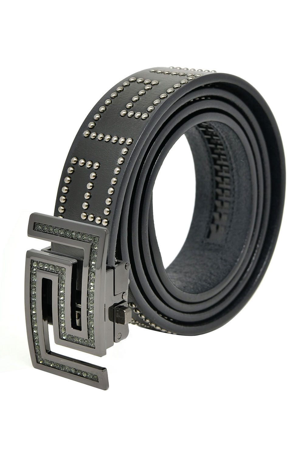 Barabas Men's Rhinestone Greek Pattern Buckle Belts BK814