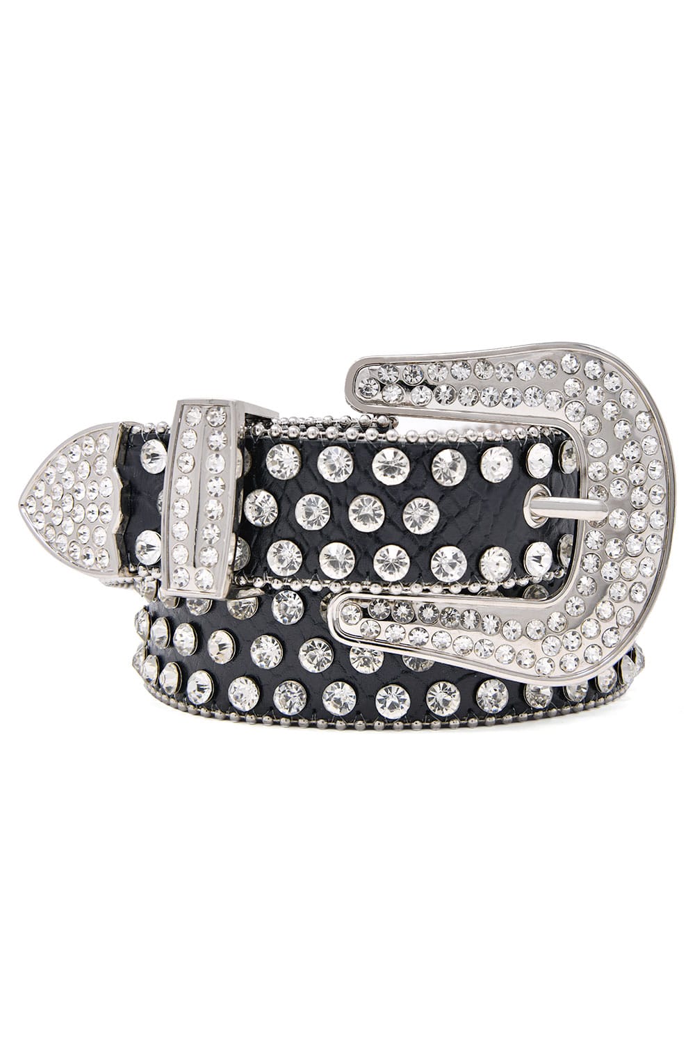 Barabas men's Jewels Rhinestone Stone Buckle leather belt BK816 Black Silver