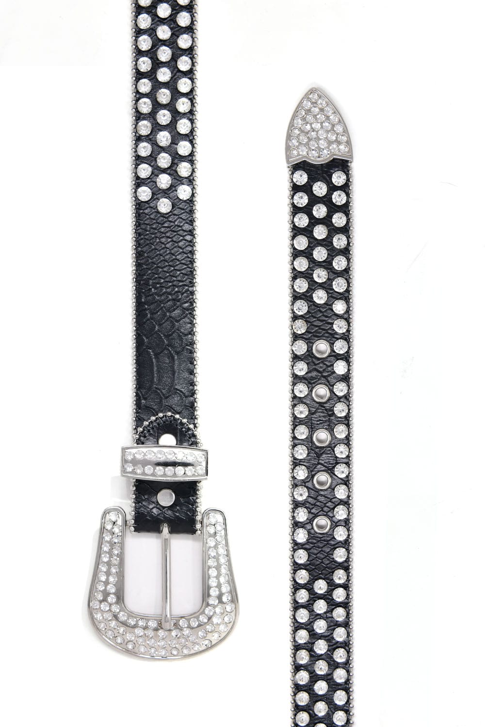 Barabas men's Jewels Rhinestone Stone Buckle leather belt BK816 Black Silver