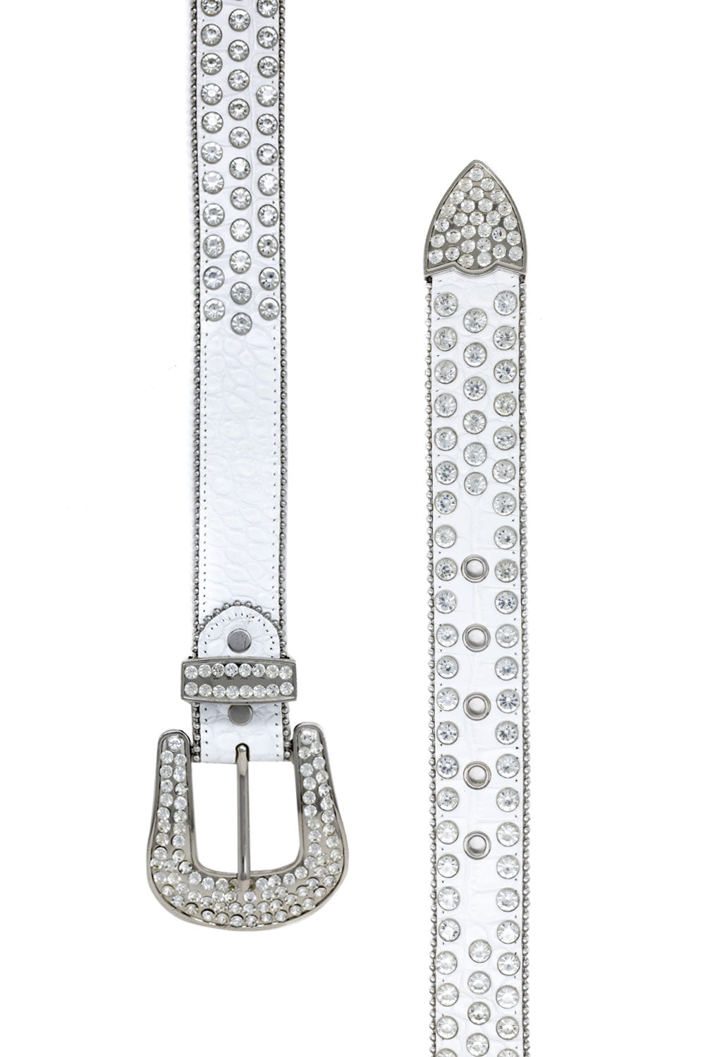 Barabas men's Jewels Rhinestone Stone Buckle leather belt BK816 White silver