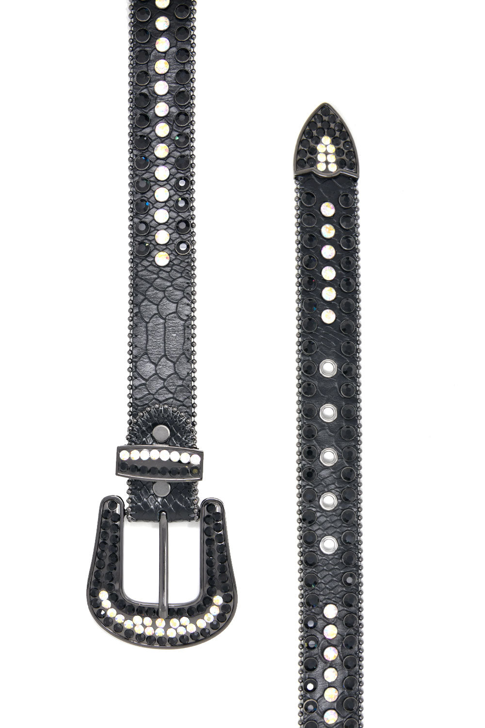 Barabas Men's Jewels Rhinestone Stone Buckle Leather Belt BK817 Black Silver