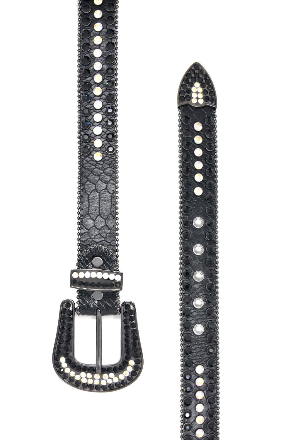 Barabas Men's Jewels Rhinestone Stone Buckle Leather Belt BK817 Black Silver