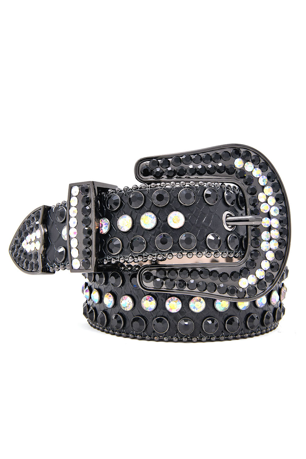 Barabas Men's Jewels Rhinestone Stone Buckle Leather Belt BK817 Black