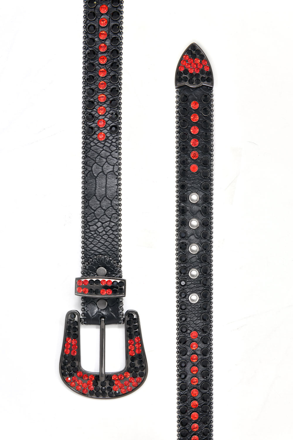 Barabas Men's Jewels Rhinestone Stone Buckle Leather Belt BK817 Red