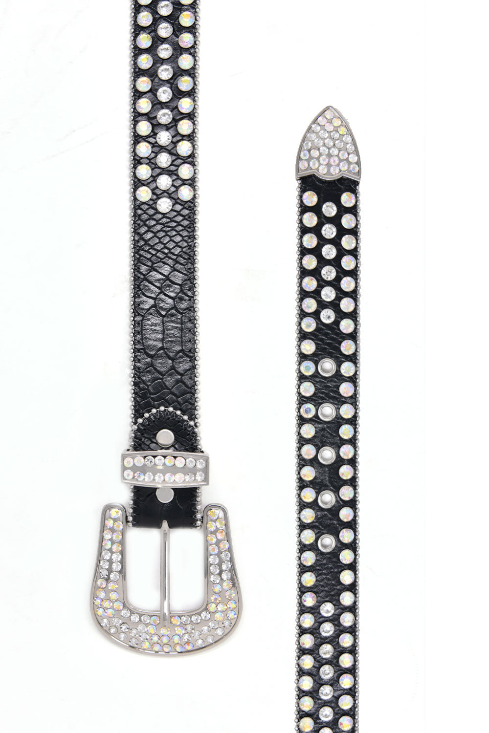 Barabas Men's Jewels Rhinestone Stone Buckle Leather Belt BK817 Black