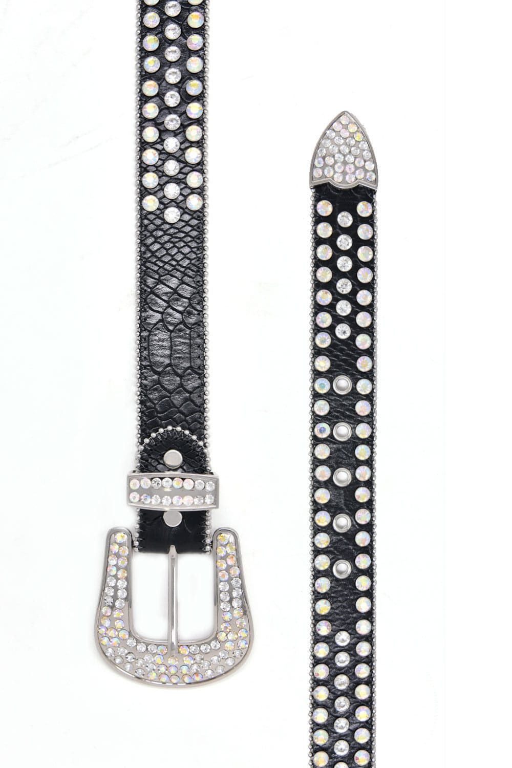 Barabas Men's Jewels Rhinestone Stone Buckle Leather Belt BK817 Black