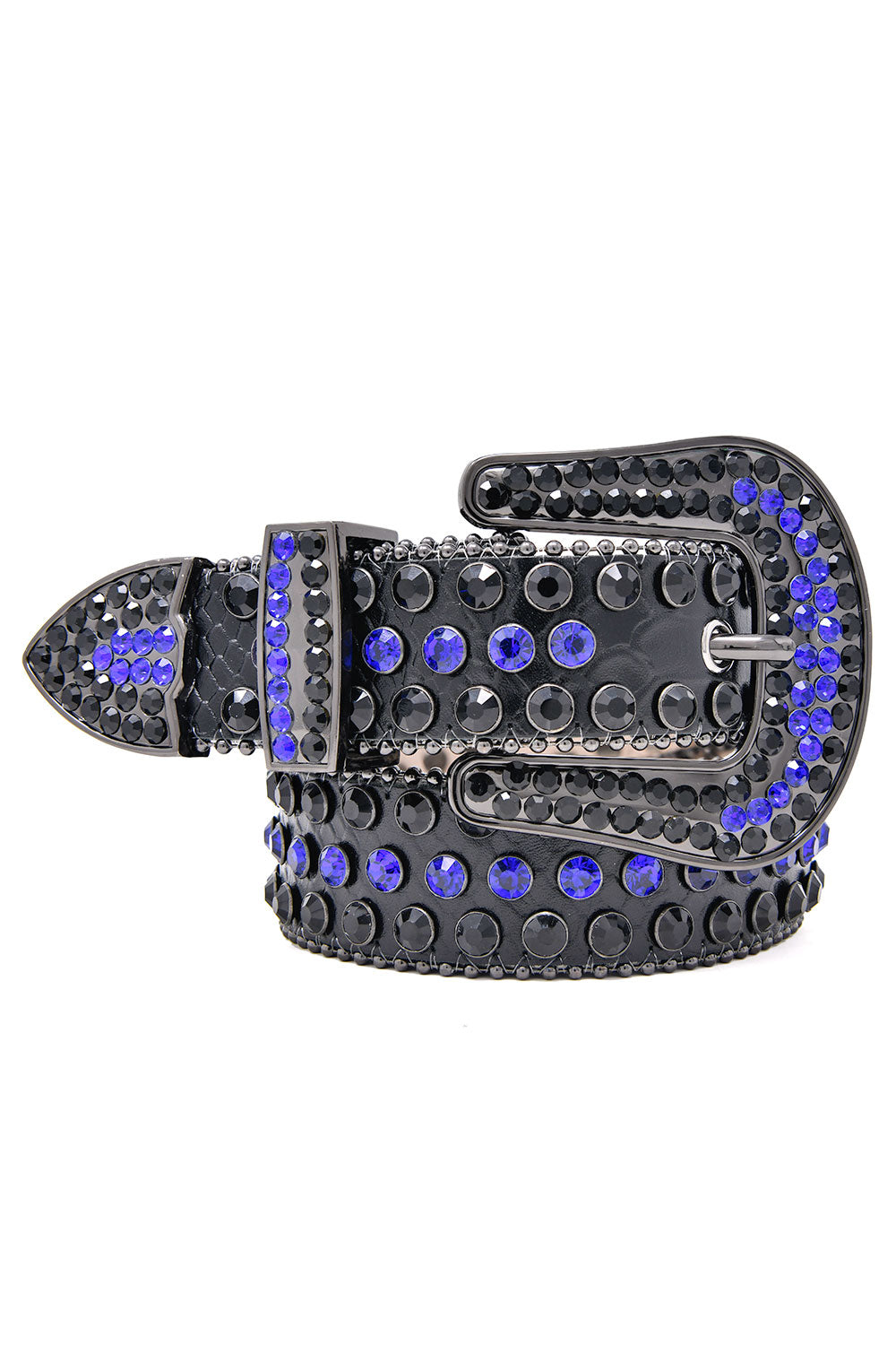 Barabas Men's Jewels Rhinestone Stone Buckle Leather Belt BK817 Royal Blue