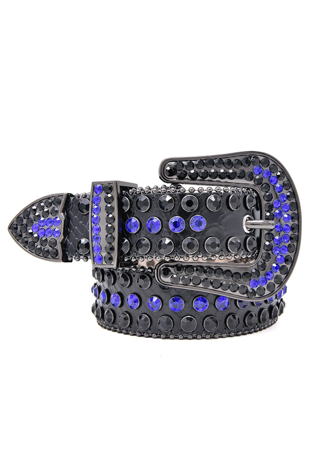 Barabas Men's Jewels Rhinestone Stone Buckle Leather Belt BK817 Royal Blue