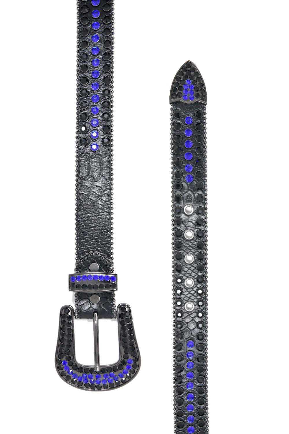 Barabas Men's Jewels Rhinestone Stone Buckle Leather Belt BK817 Royal Blue