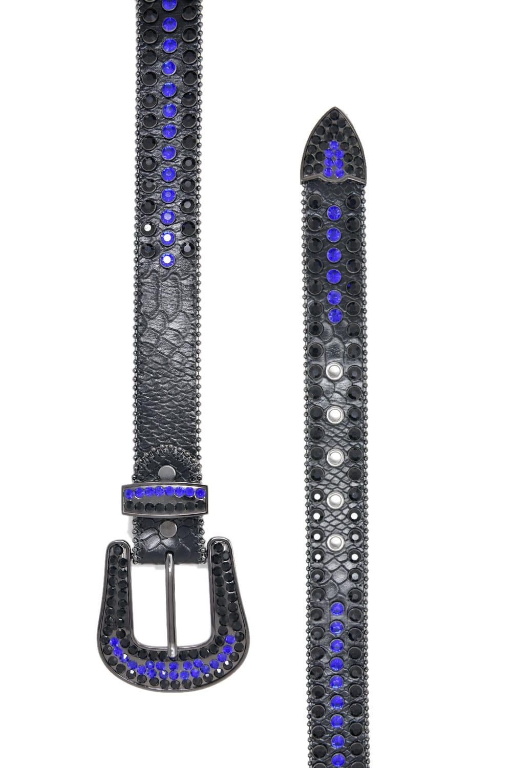 Barabas Men's Jewels Rhinestone Stone Buckle Leather Belt BK817 Royal Blue