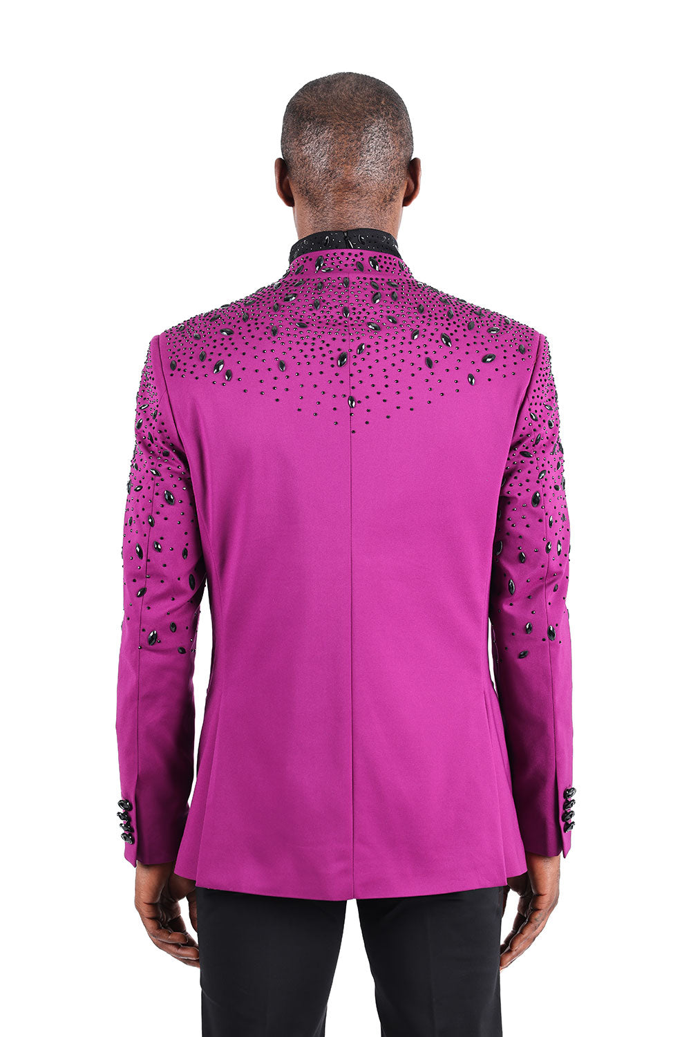 BARABAS Men's Luxury Rhinestone Lapel Collar Designer Blazer BL3080 Purple