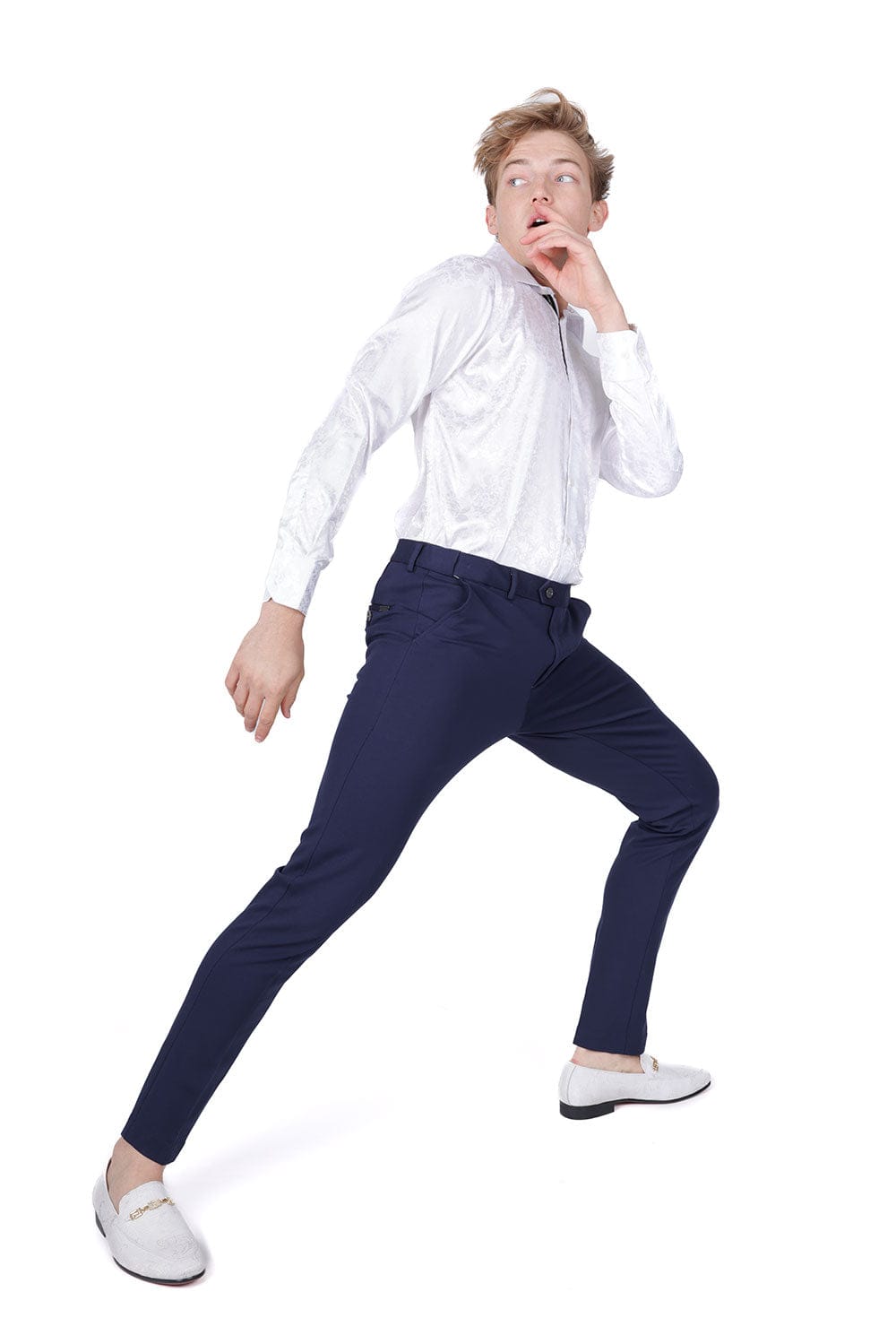 Barabas Men's Solid Color Basic Essential Chino Dress Pants CP4007 Navy