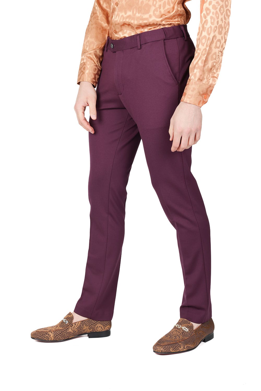 Barabas Men's Solid Color Basic Essential Chino Dress Pants CP4007 Plum