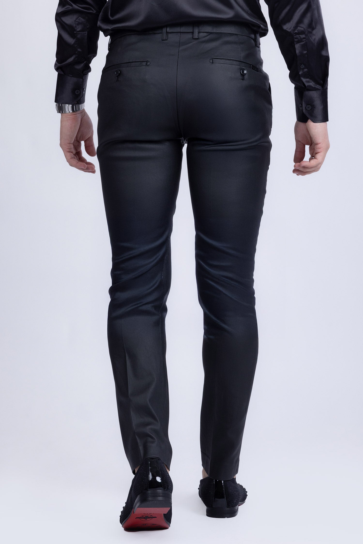 Barabas Men's Glossy Pattern Design Sparkly Luxury Dress Pants CP95 Black
