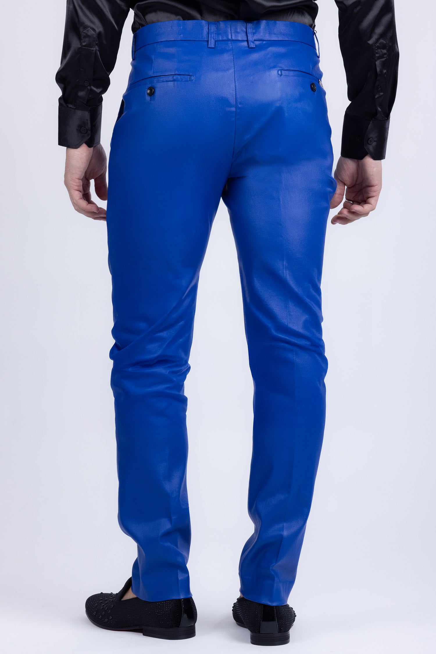 Barabas Men's Glossy Pattern Design Sparkly Luxury Dress Pants CP95 Blue