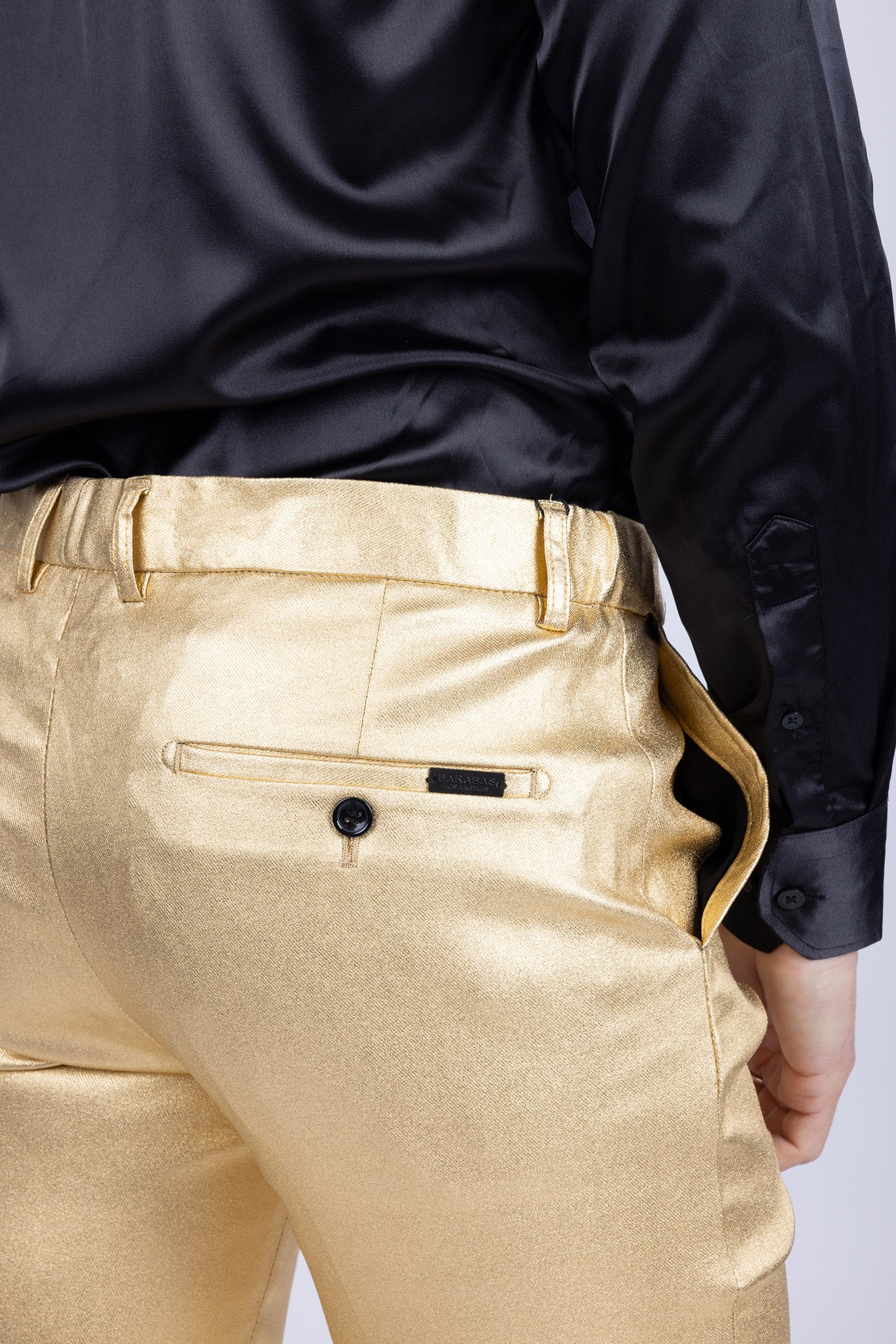 Barabas Men's Glossy Pattern Design Sparkly Luxury Dress Pants CP95 Gold