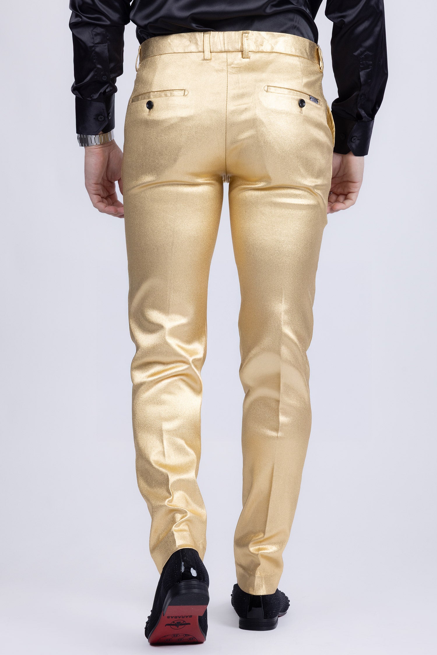 Barabas Men's Glossy Pattern Design Sparkly Luxury Dress Pants CP95 Gold