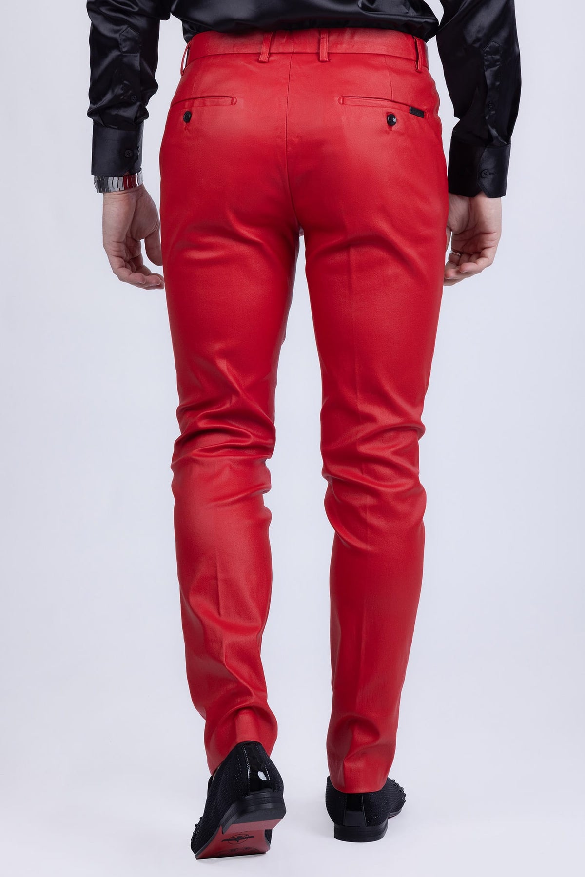 Barabas Men's Glossy Pattern Design Sparkly Luxury Dress Pants CP95 Red
