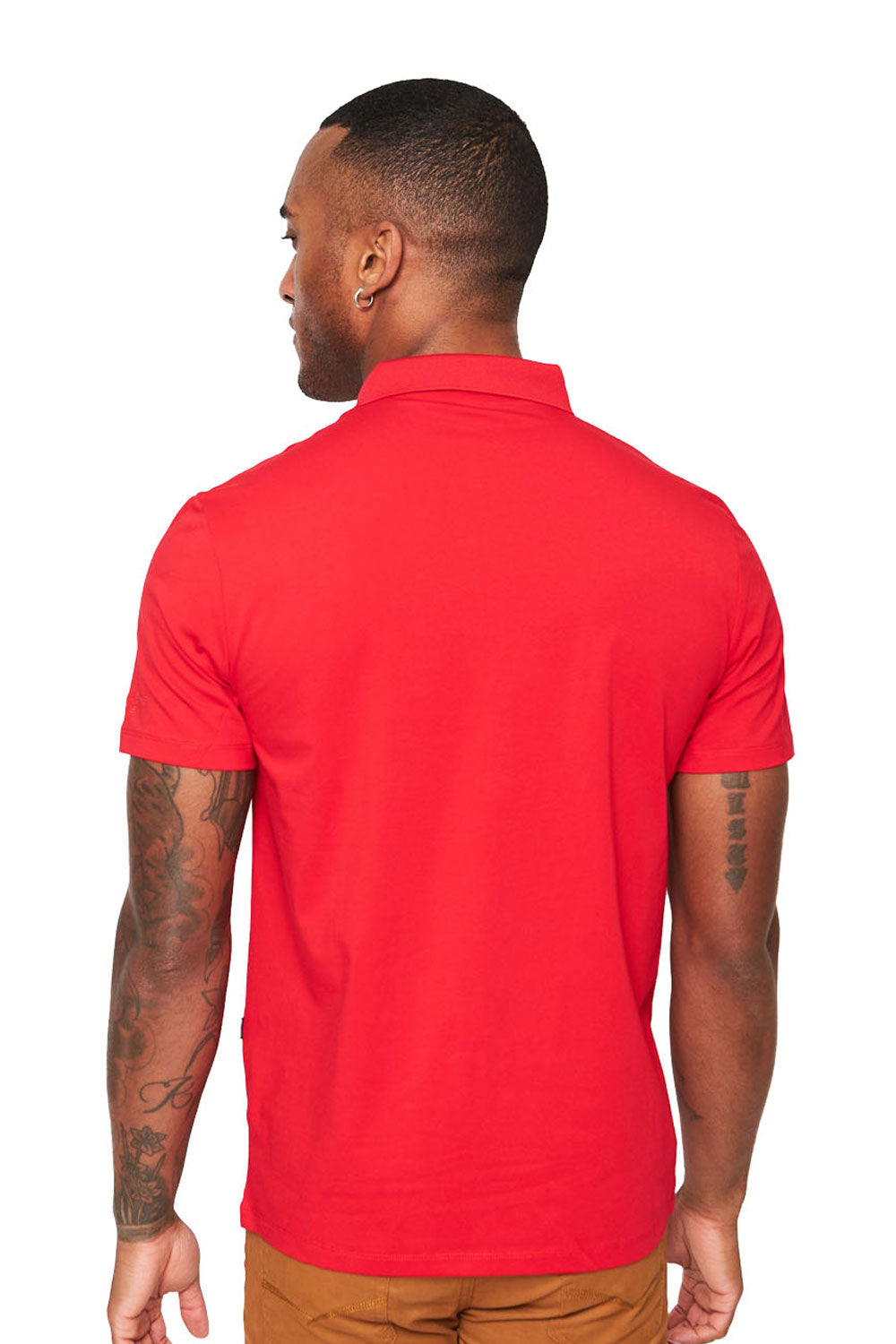Barabas Men's Solid Color Print Graphic Tee Polo Shirts PP818 Red