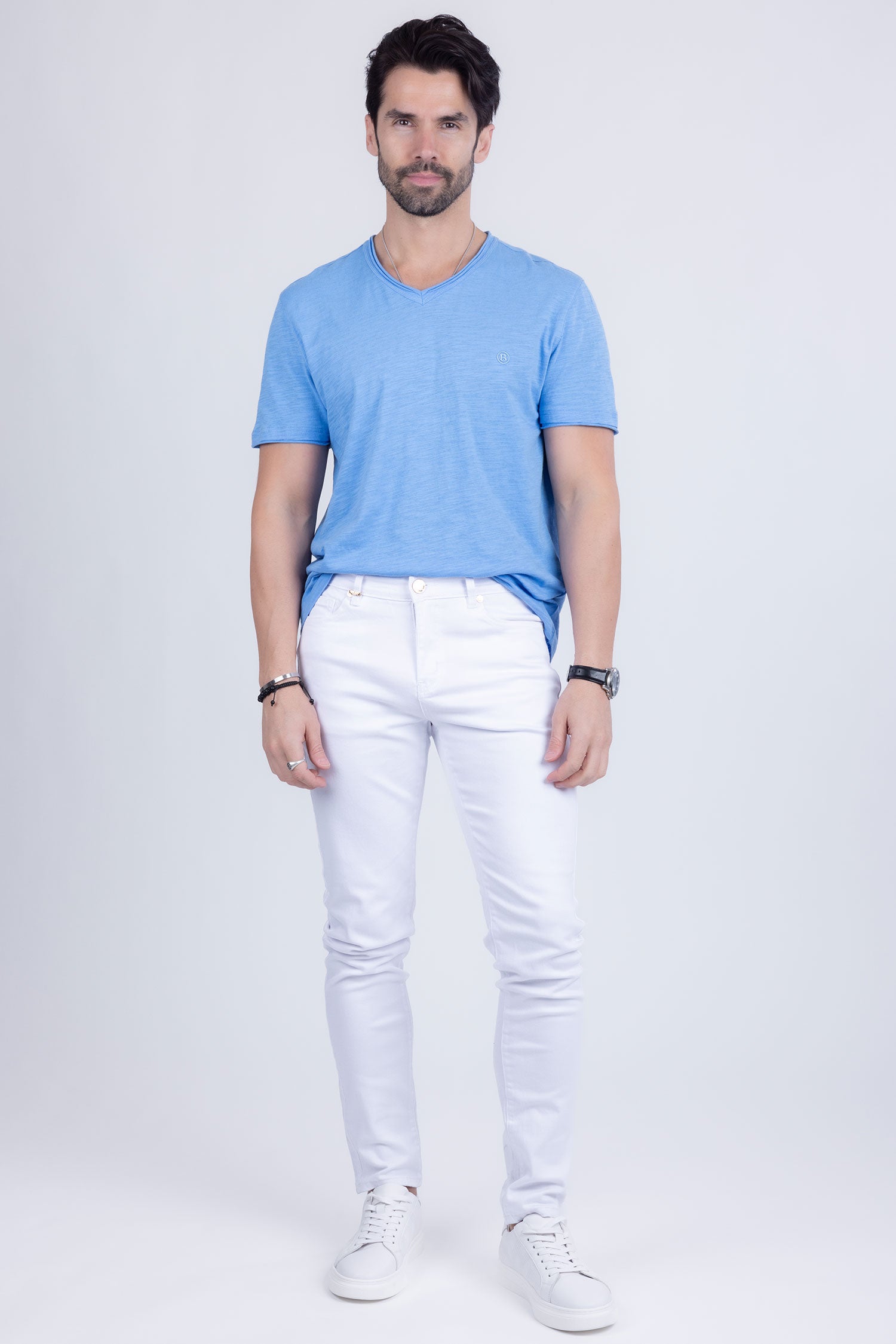 BARABAS Men's Slim Fit Snow White Denim Jeans DP3649 White
