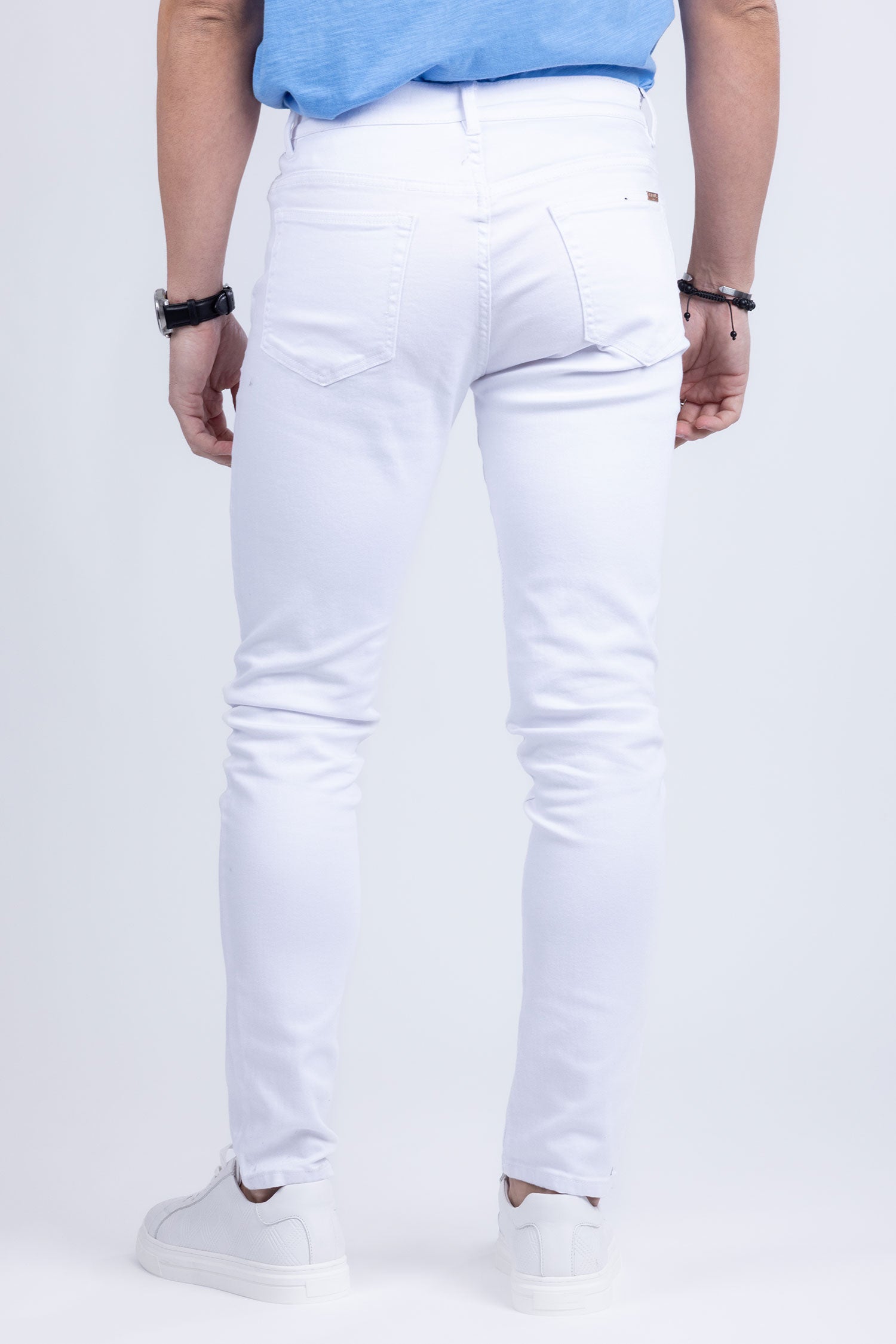 BARABAS Men's Slim Fit Snow White Denim Jeans DP3649 White