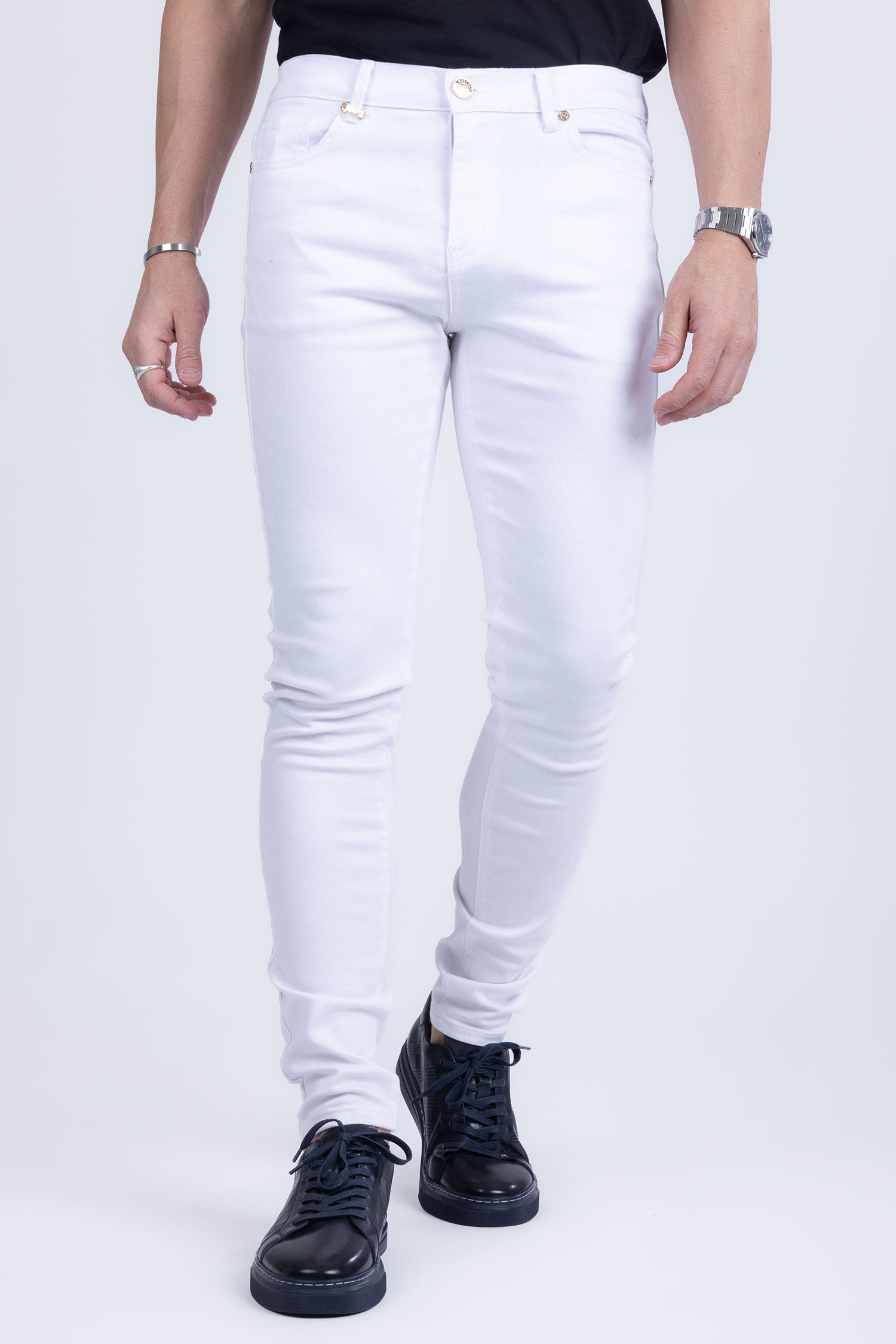 Barabas Men's Skinny Snow White Denim Jeans DP3650