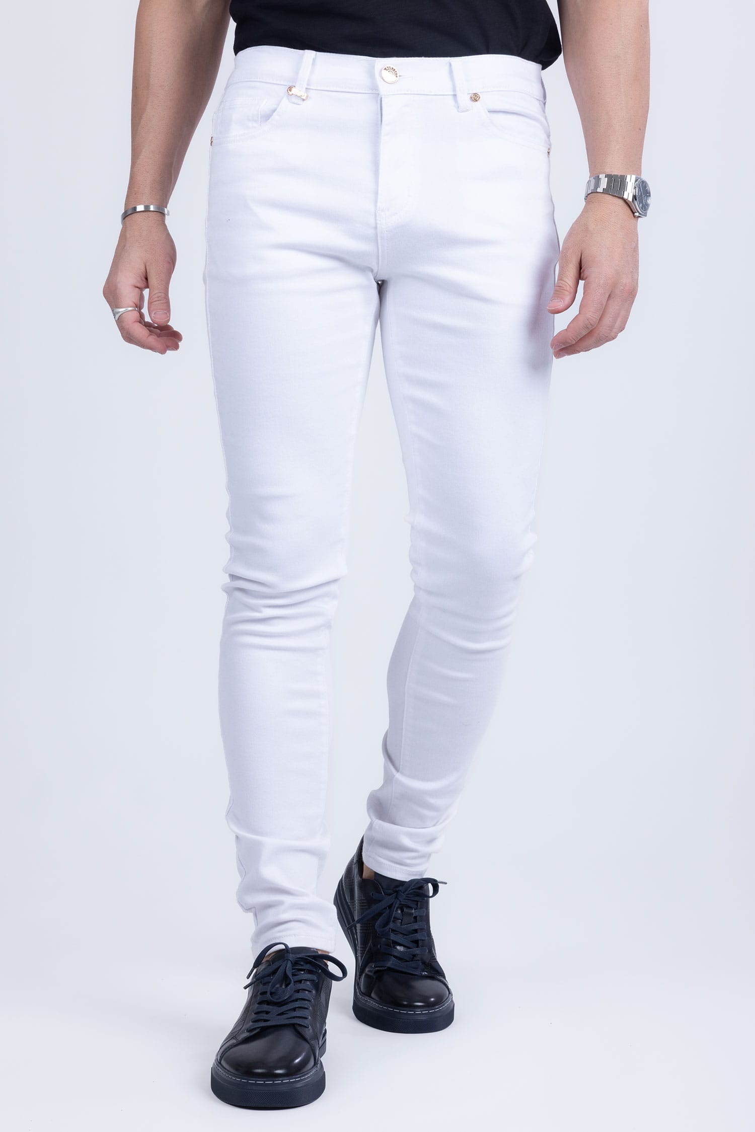 Barabas Men's Skinny Snow White Denim Jeans DP3650