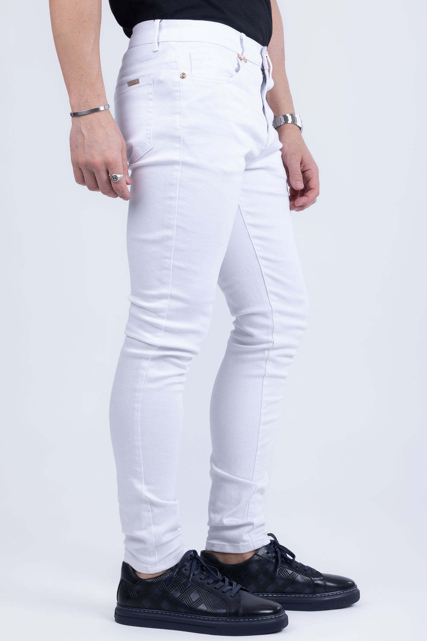 Barabas Men's Skinny Snow White Denim Jeans DP3650