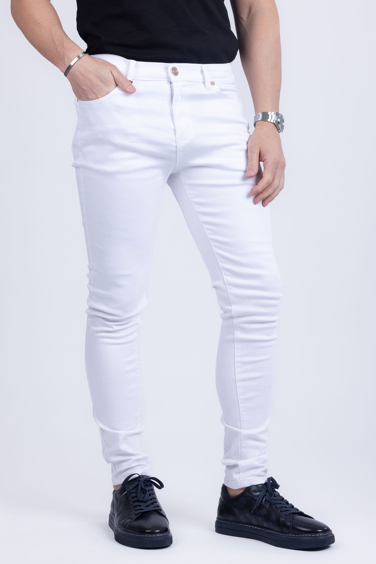 Barabas Men's Skinny Snow White Denim Jeans DP3650