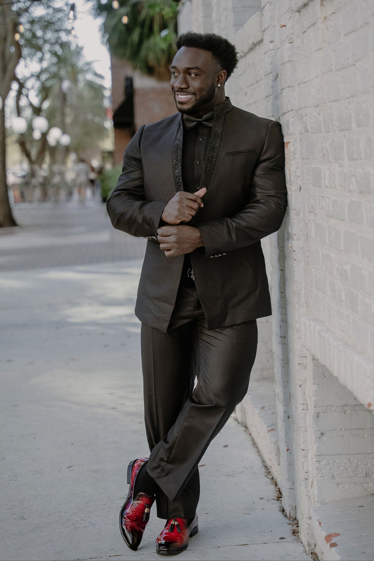 Barabas Men's Rhinestone Solid Color Stand Collar Vest Suit Set 4SU17 Black