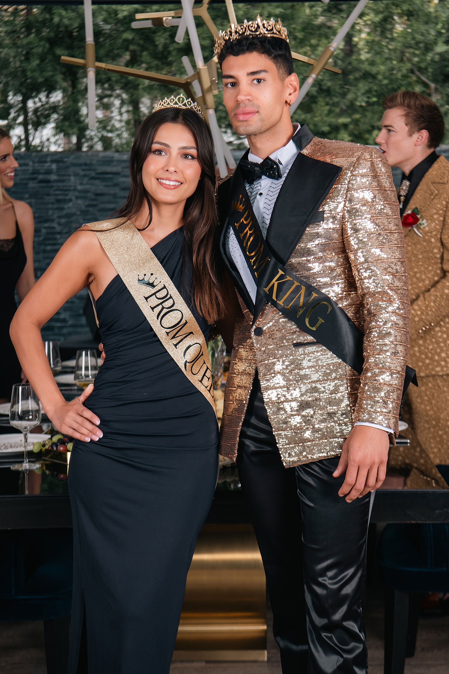 BARABAS Men's Linear Sequin Design Peak Lapel Shiny Blazer 4BLR34 Gold