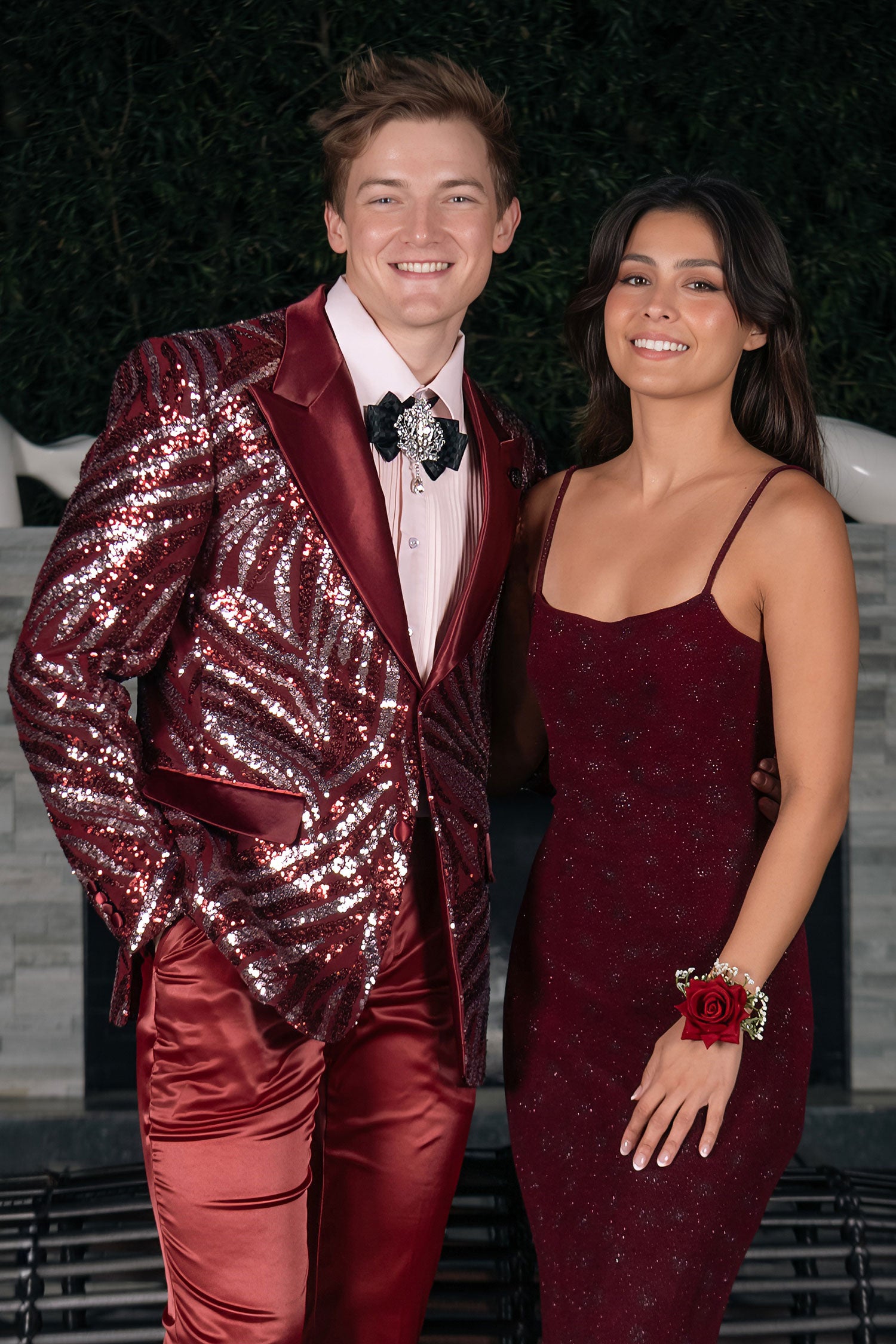 Barabas Men's Sequins Geometric Design Luxury Peak Lapel Blazer 5BL05 Wine