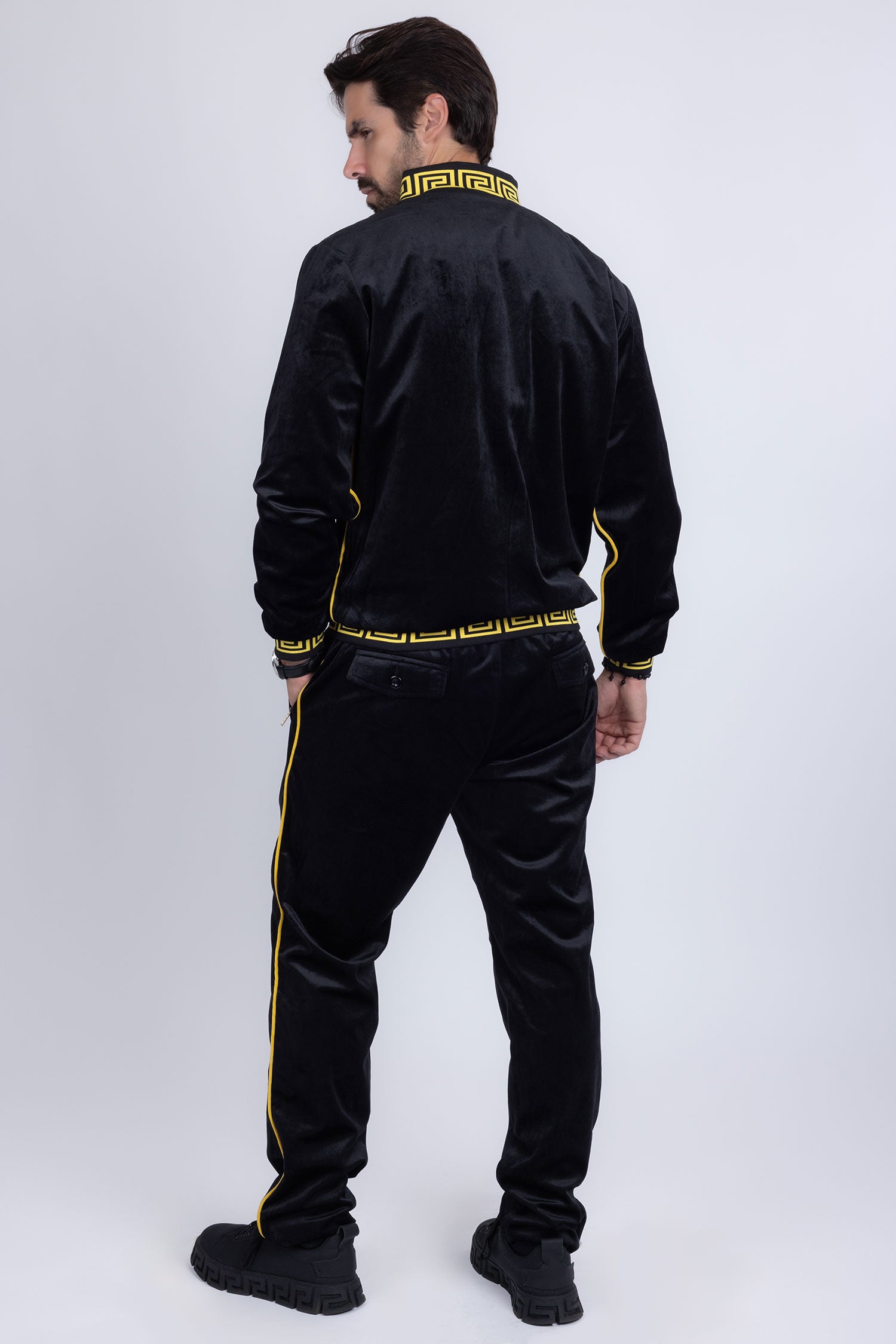Barabas Men's Casual Street Medusa Greek Pattern Tracksuits JJ900 Black
