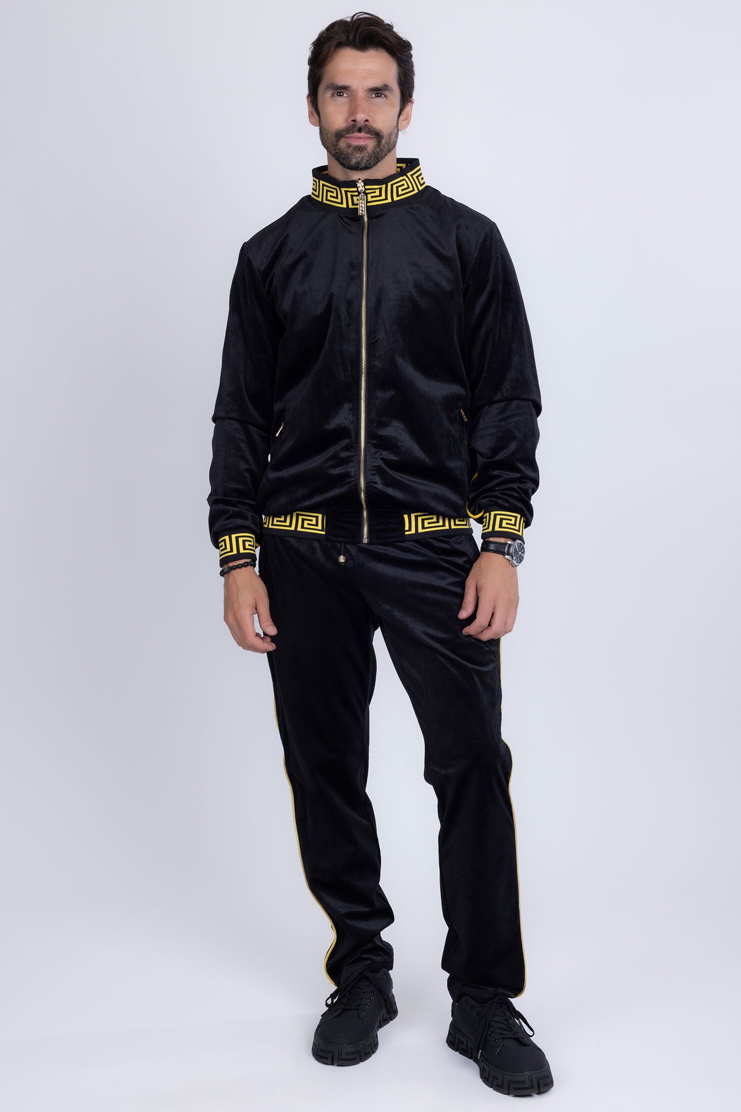 Barabas Men's Casual Street Medusa Greek Pattern Tracksuits JJ900 Black