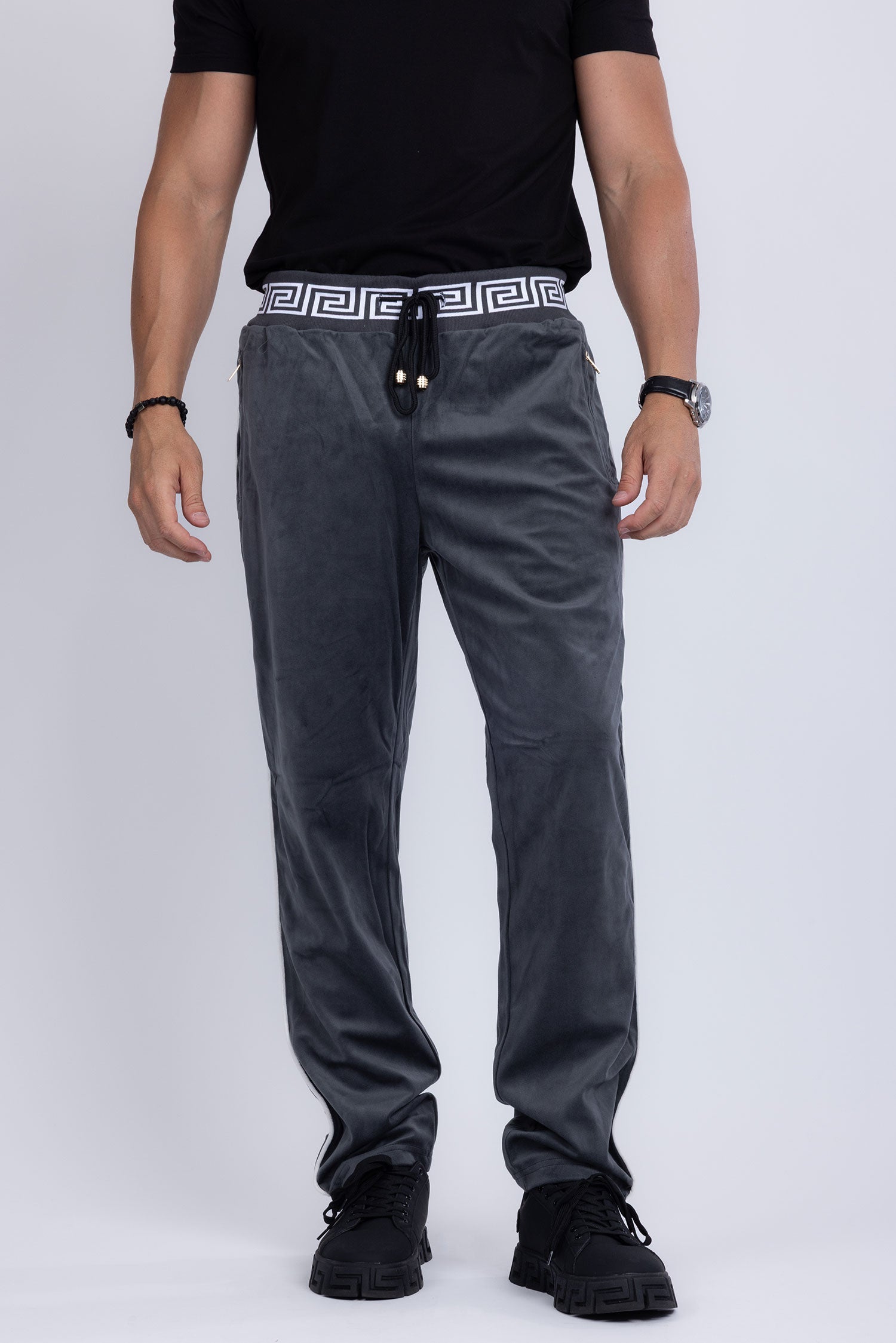 Barabas Men's Casual Street Medusa Greek Pattern Tracksuits JJ900 Charcoal