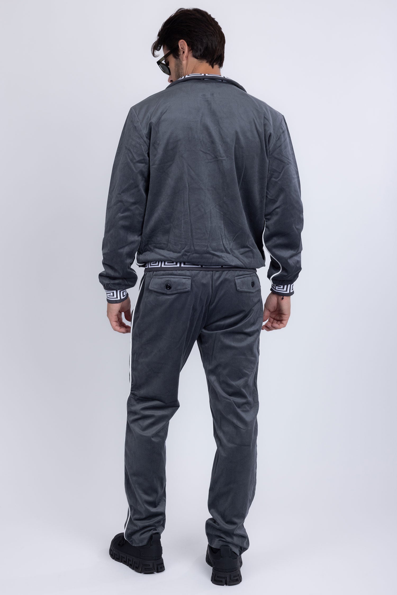 Barabas Men's Casual Street Medusa Greek Pattern Tracksuits JJ900 Charcoal