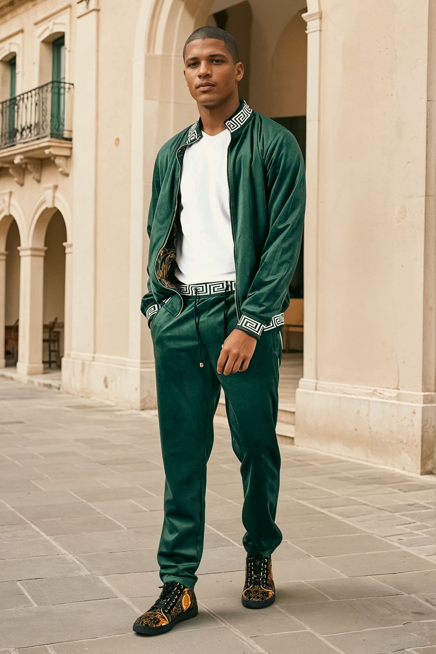 BARABAS Men's Casual Street Luxury Loungewear JJ900 Olive
