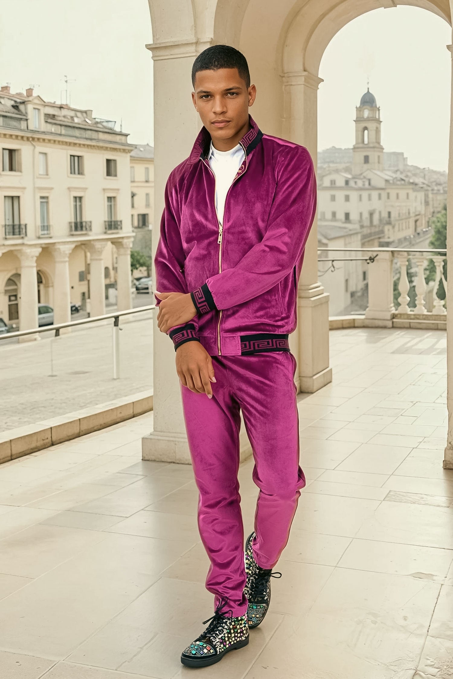 BARABAS Men's Casual Street Luxury Loungewear JJ900 Purple