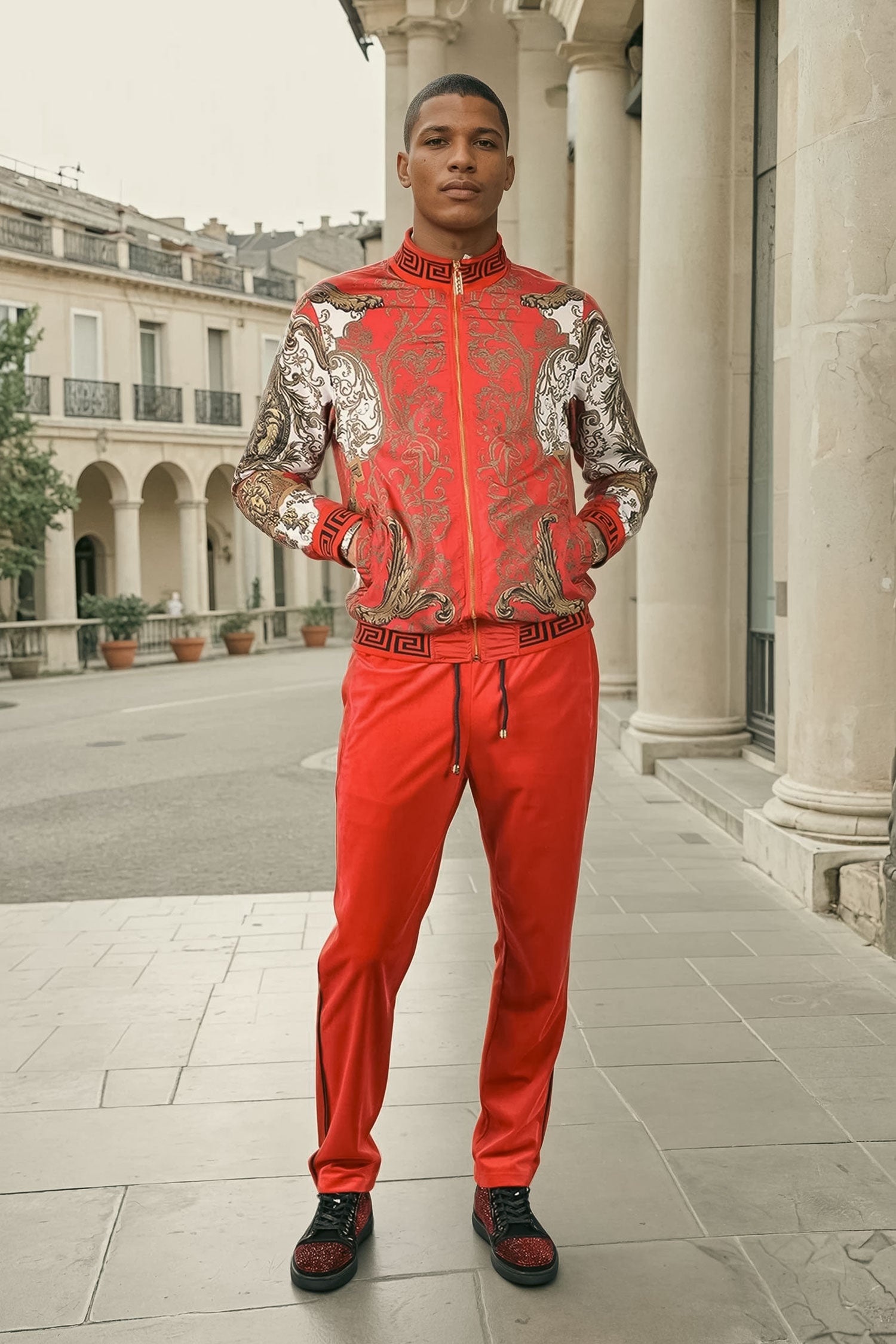 BARABAS Men's Casual Street Luxury Loungewear JJ900 Red