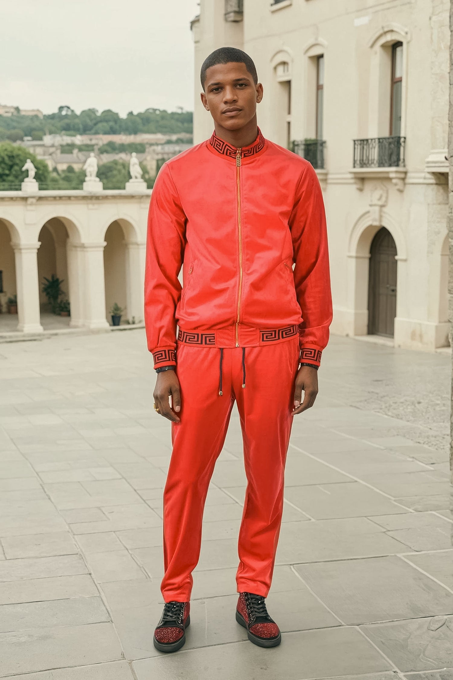 BARABAS Men's Casual Street Luxury Loungewear JJ900 Red