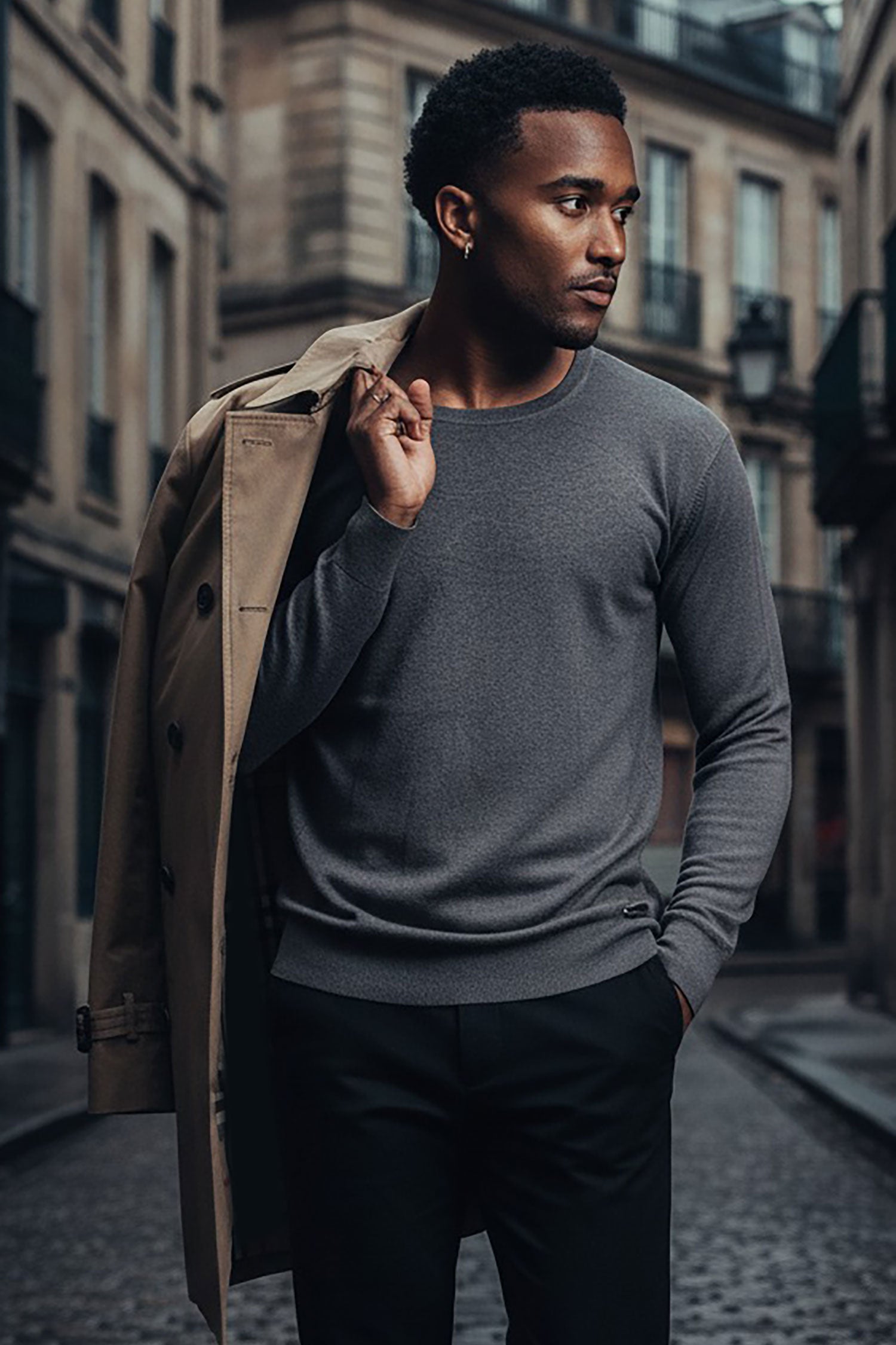 BARABAS Men's Crew Neck Ribbed Solid Color Basic Sweater LS2101 Grey