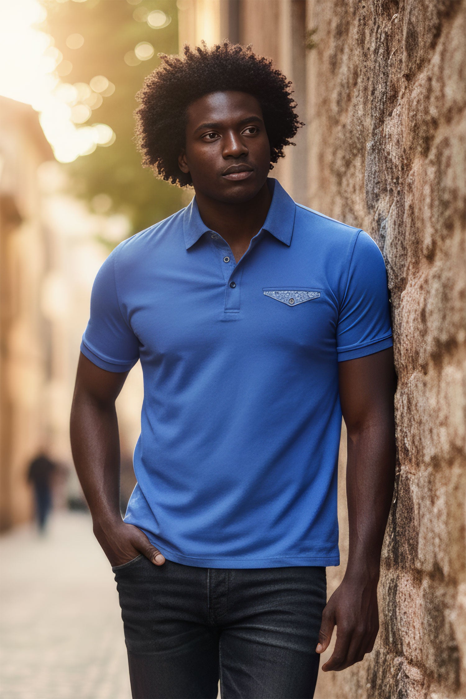 Barabas Men Solid Color Polo Shirts PP823 Blue