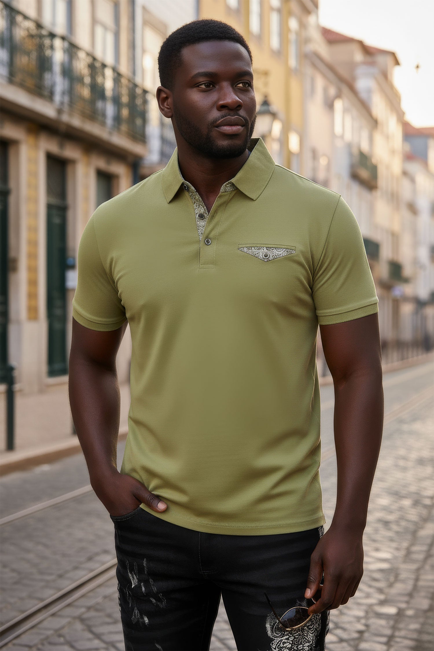 Barabas Men Solid Color Polo Shirts PP823 Olive