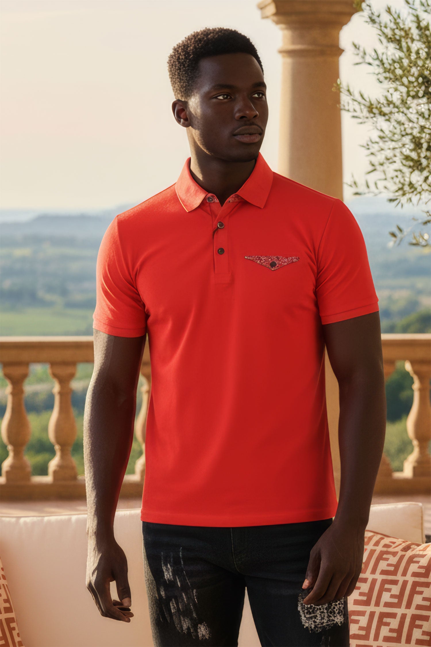 Barabas Men Solid Color Polo Shirts PP823 Red