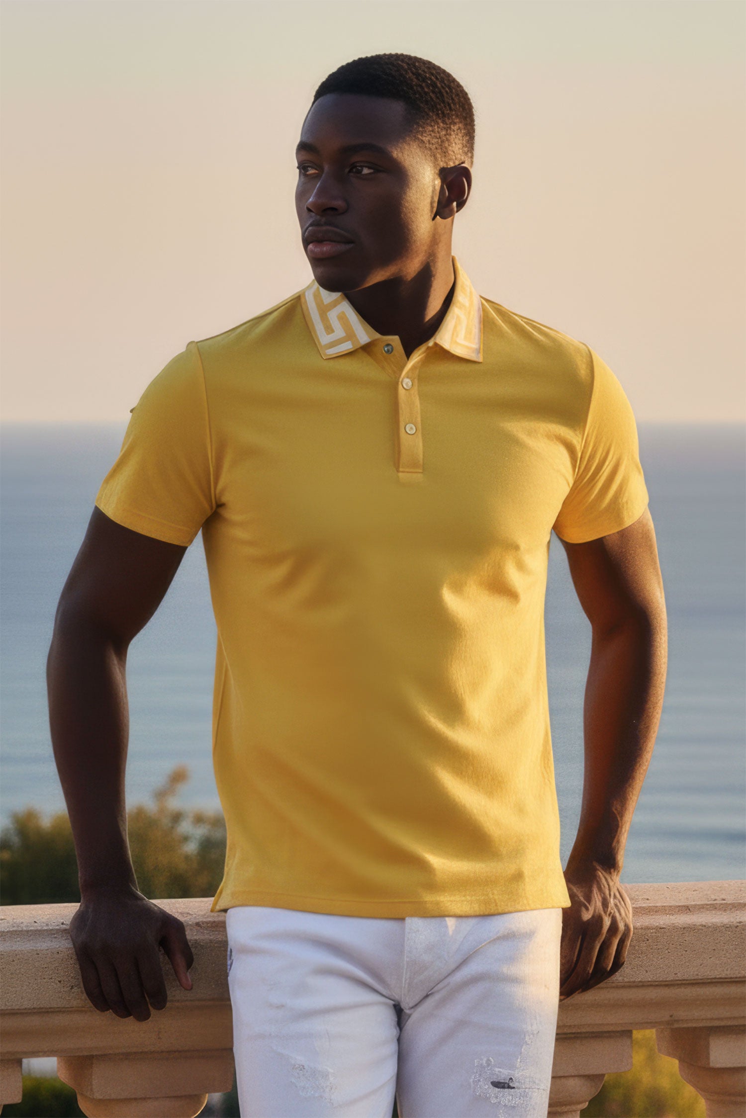 Barabas Men's Greek Key Printed Pattern Short Sleeve Shirts PS121